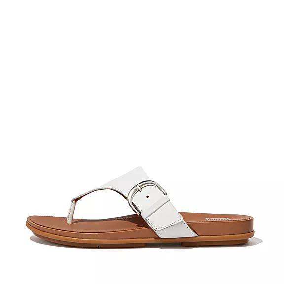 Sandales Entre-Doigts Femme Fitflop Gracie Buckle Cuir Blanche (QYF275143)
